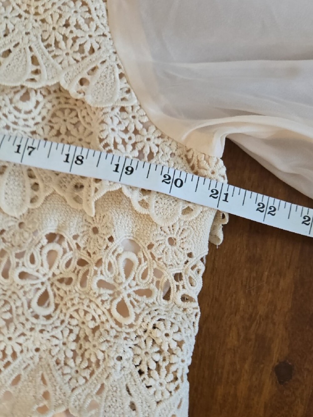 Cider Ivory Pearl Button High Neck Gaipure Lace Maxi Dress XL - Picture 8 of 12